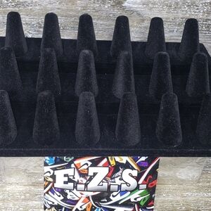 Black Velvet Finger Ring Showcase Display 18 Slot Jewelry Organizer Stand